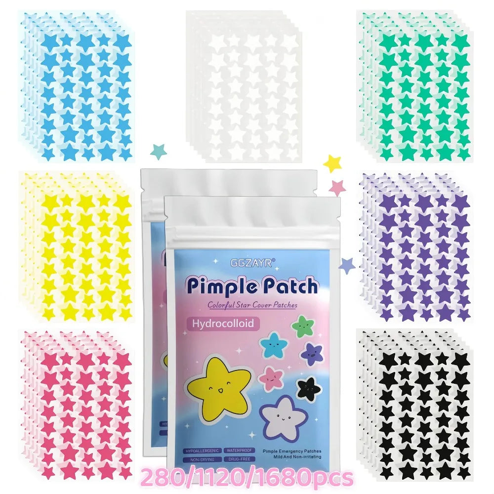 280pieces Seven-Color Star Pimple Patches – Invisible Hydrocolloid Dots for Fun & Gentle Skincare